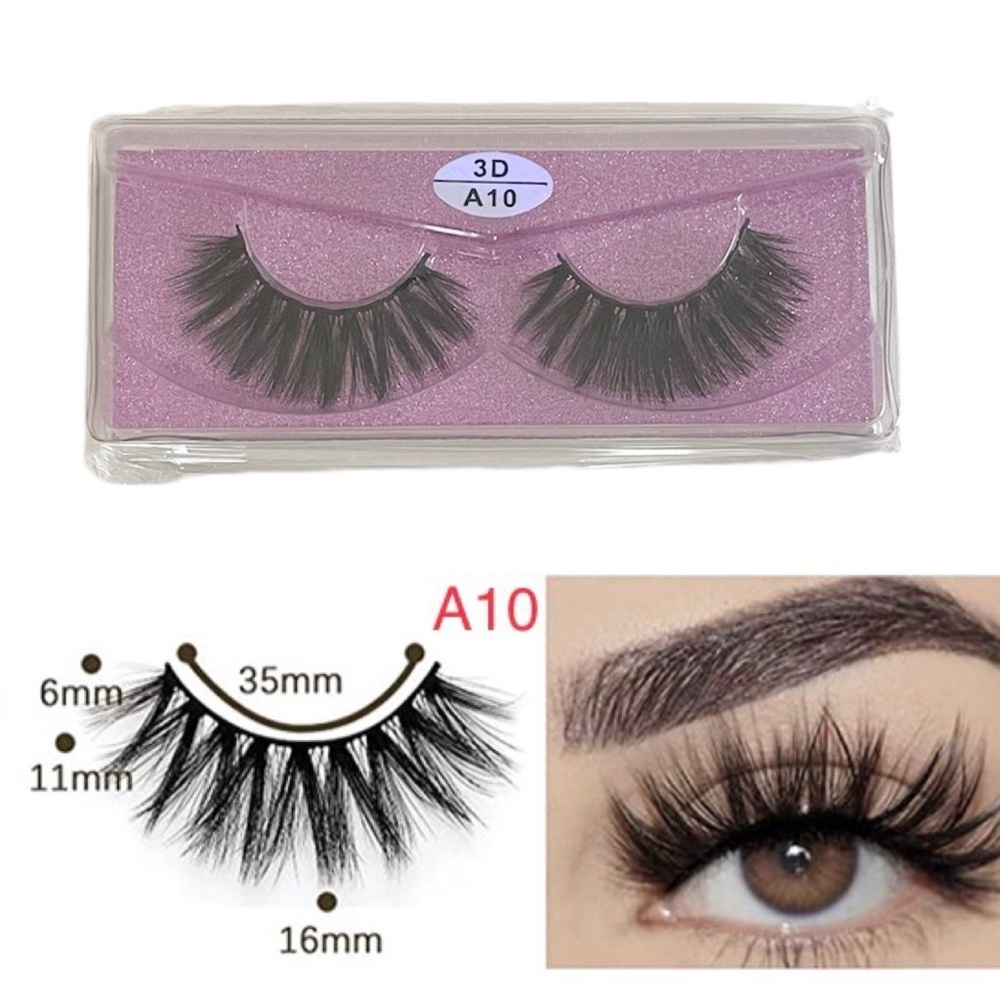 Vegan Faux Mink 3D Light-weight False Volume Eyelashes Style A10 (Lashes Only)